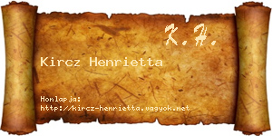 Kircz Henrietta névjegykártya
